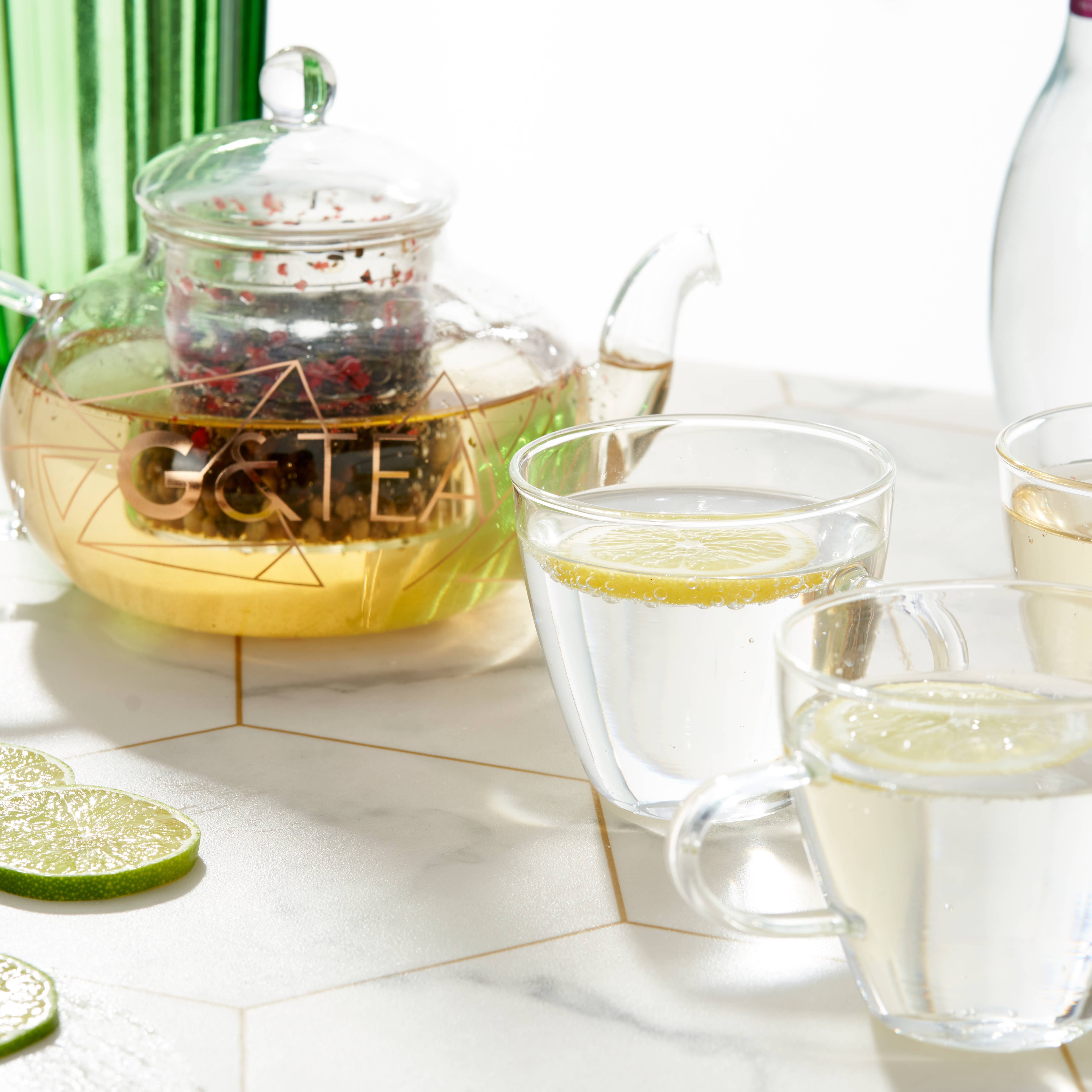 Oak & Steel - Vente Service à thé - Théière en verre premium avec infuseur amovible et set de tasses6