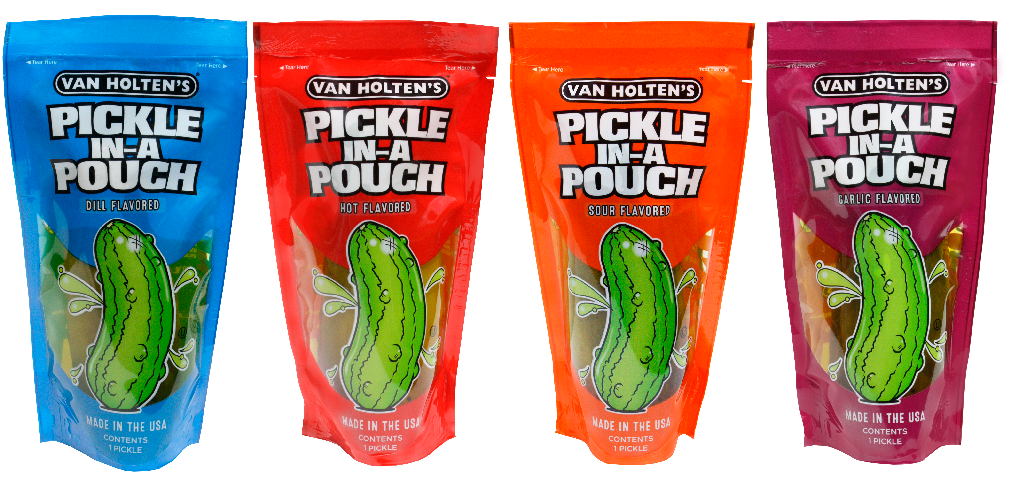 Shop The King - Wholesale Pickled Vegetables - Van Holten's Pickle In-a Pouch Variety Pack, 12 pickles, 3 of each Flavor of Kosher, Dill, Hot & Spicy and Sour Ready to Eat Single Serve Pickles1