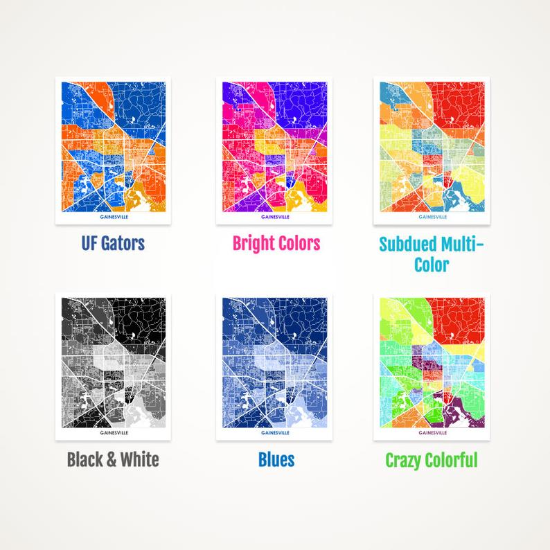 Juanita's Adventures - Wholesale Art Print - Juanitas Gainesville Map Print1