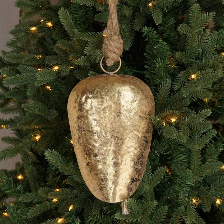 M32603-Vintage Golden Nutshell Bell (10.5inL) for wholesale by Holiday Depot Inc.