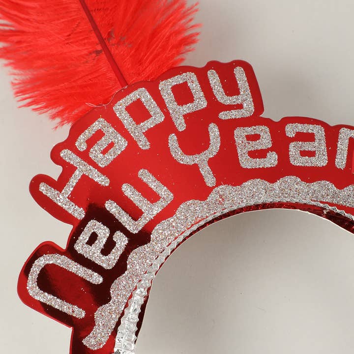 ASSORTED COLORS Happy New Year Feather Party Headband for wholesale on Faire12