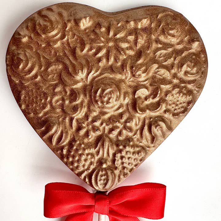 Delightful Chocolates - Wholesale Lollipop - Large Heart Shaped Gold Milk Chocolate Lollipops2