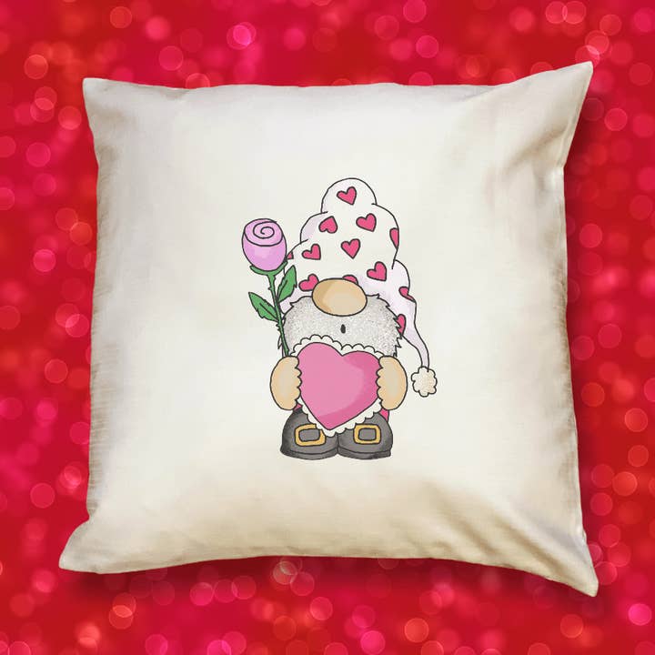 Pinky Gnome Valentine Pillow Cover for wholesale by The Adorned Willows Marketplace LLC