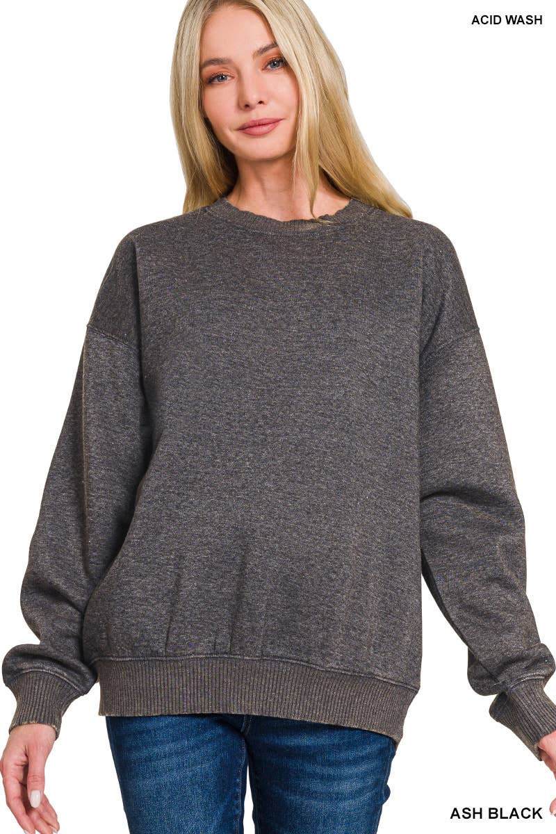 42POPS - Wholesale Sweatshirt - Women's - `.Acid Wash Fleece Oversized Pullover1