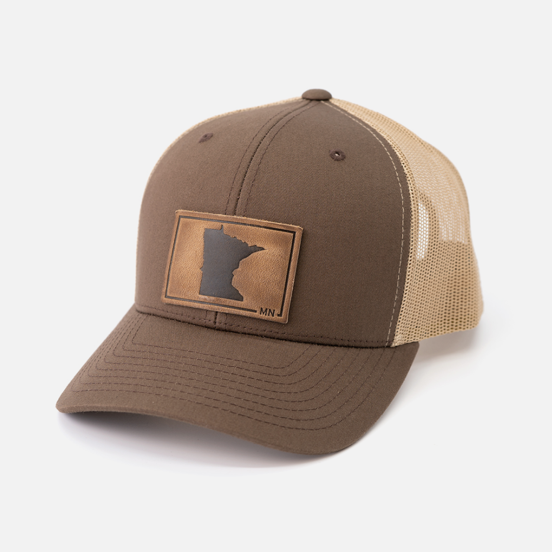 Range Leather Co. - Wholesale Trucker Hat - Unisex - Minnesota Silhouette Hat | Leather Patch Trucker Hat1