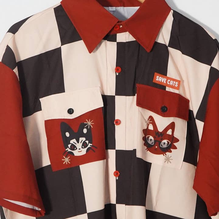 FERMETURE BOUTONNÉE CAT RESCUER - poches doubles pour la vente par KOHI & ANDIE