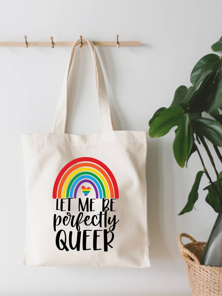 Let Me Be Queer Small Canvas Tote Bag for wholesale by EnchantingSunshine