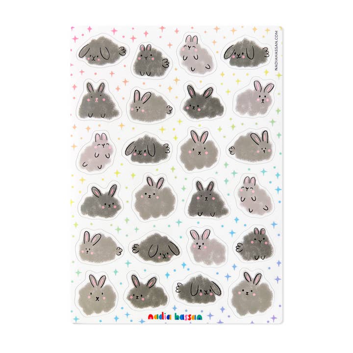Dust Bunnies 5x7 Sticker Sheet for wholesale by Nadia Hassan