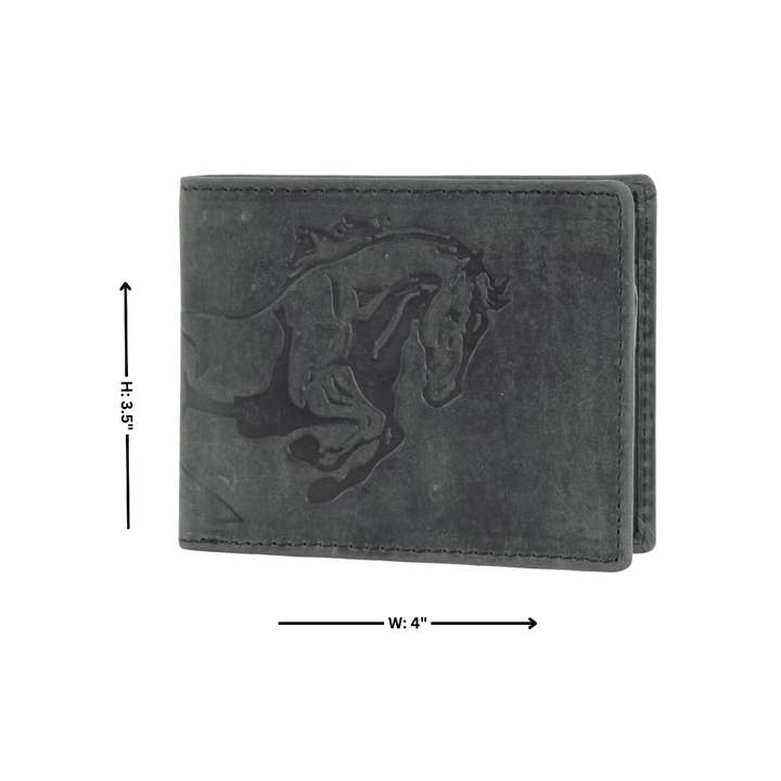 Leather Impressions Inc - Wholesale Wallet - Men's - American Bison Horse Embossed Leather Bi Fold Wallet2