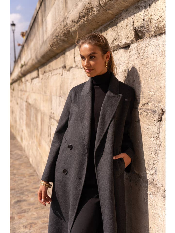 Attentif Paris - Wholesale Coat - Women's - Extra-long oversized hand-sewn wool blend coat16