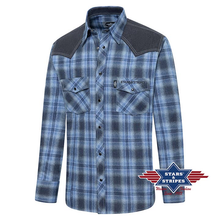 Checked western shirt - Hank Blue for wholesale by Stars & Stripes®