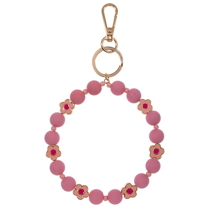 Fashion City - Wholesale Keychain - Women's - Flower with Enamel Coated Beads Keychain