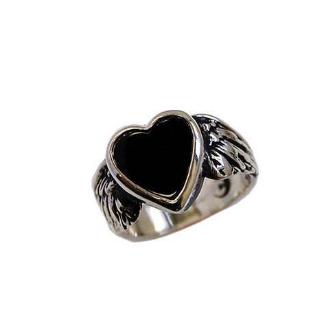 Black Onyx Flying Heart Ring for wholesale by Alex Streeter