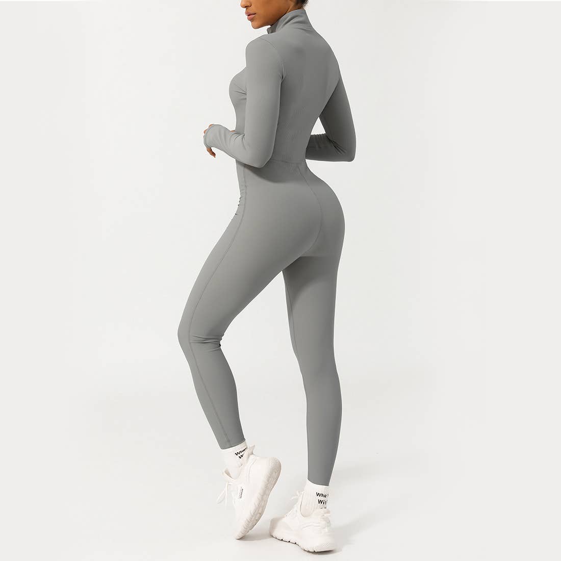 Sodalemon – wholesale Unitard – Women′s – Women Half ZipperLong Sleeve Fitness Active Jumpsuit3