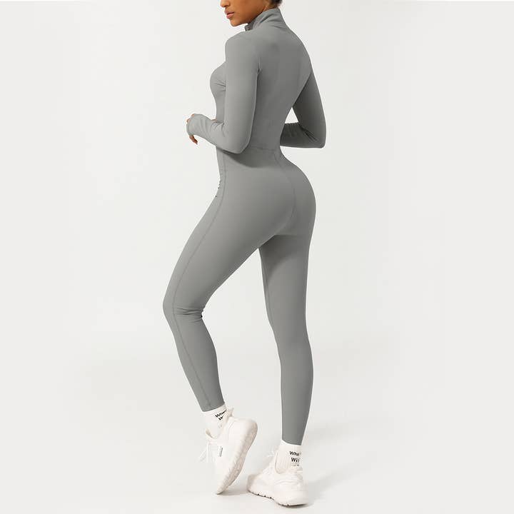 Sodalemon – wholesale Unitard – Women′s – Women Half ZipperLong Sleeve Fitness Active Jumpsuit3