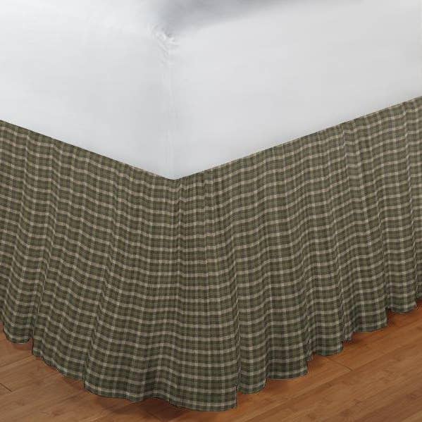 Jupe de lit à carreaux vert olive et écru King 198 cm x 203 cm pour la vente par Patch Magic