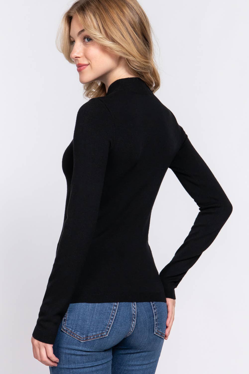 Active Basic | Active USA - Venta al por mayor Jersey de punto - Mujer - Suéter básico de manga larga con cuello simulado38