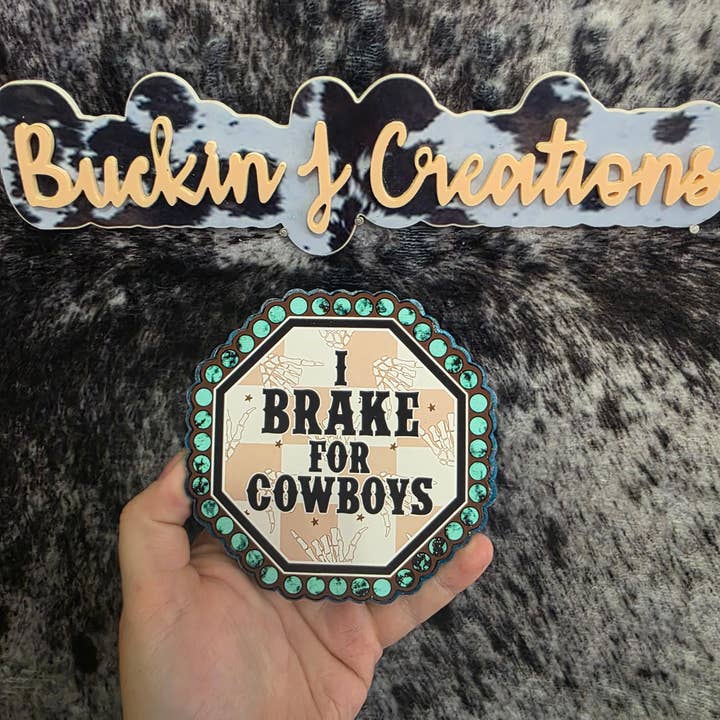 I Brake For Cowboys CARDSTOCK Car Air Freshener for wholesale by Buckin J Creations