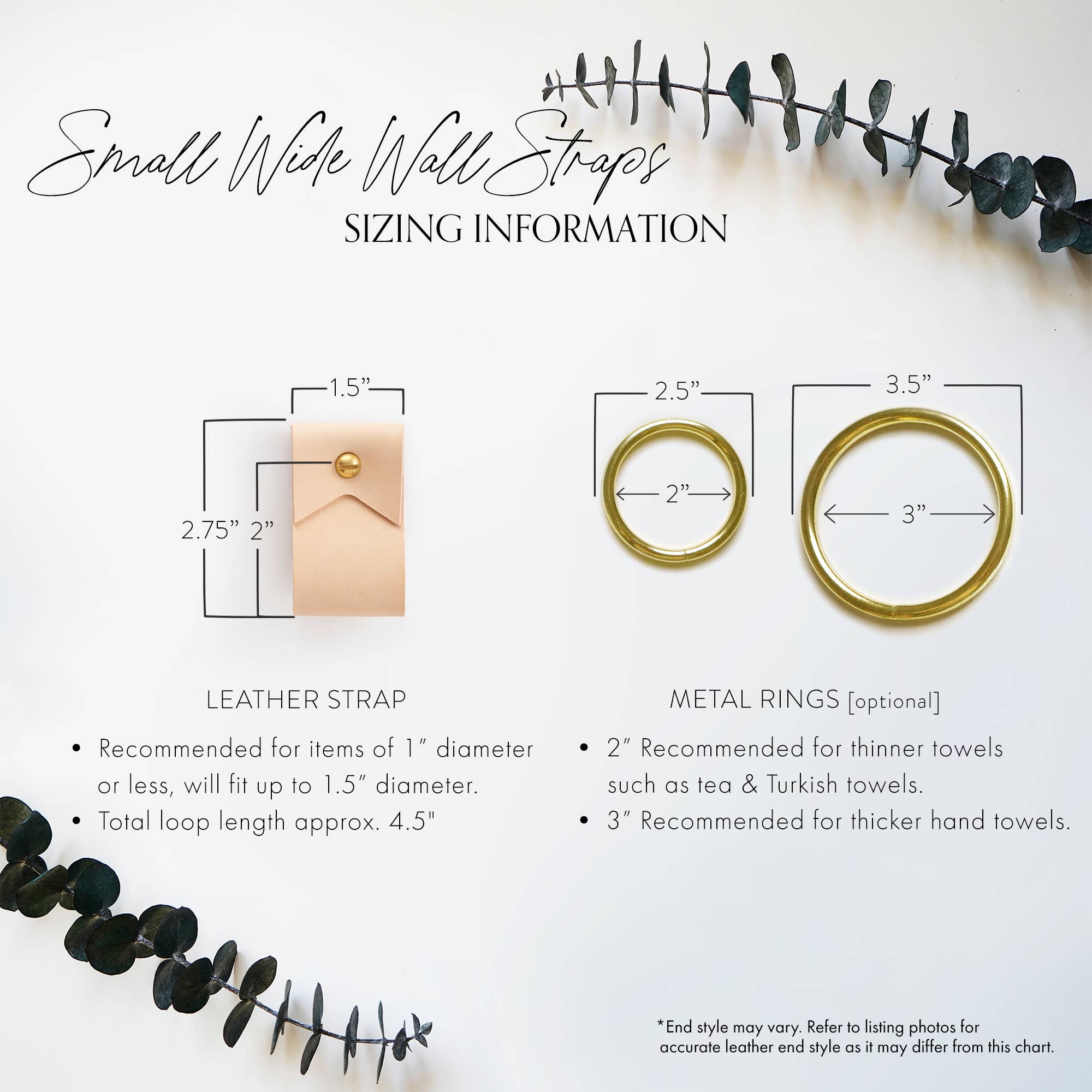 Keyaiira - Vendita all'ingrosso Porta asciugamani/gancio per asciugamani - Porta asciugamani piccolo largo in pelle - Anello in ottone [estremità piatta]7