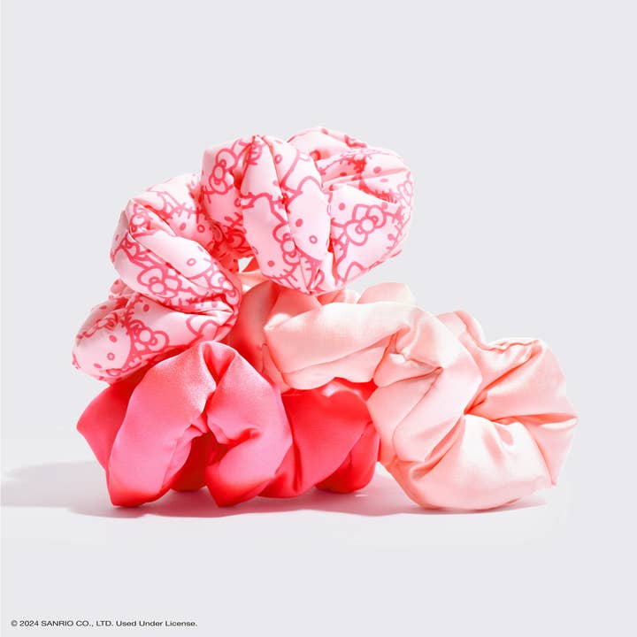 KITSCH - Wholesale Scrunchie - Women’s - Hello Kitty x Kitsch Recycled Fabric Puffy Scrunchies 3pcSet1