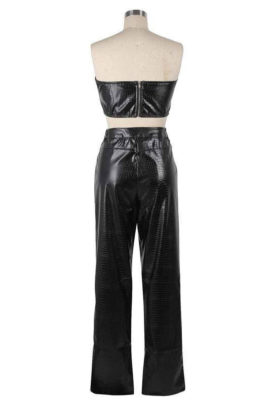 Queen Fashion - Wholesale Top & Pant Set (NOT Loungewear) - Women's - faux leather tube top and pants set5