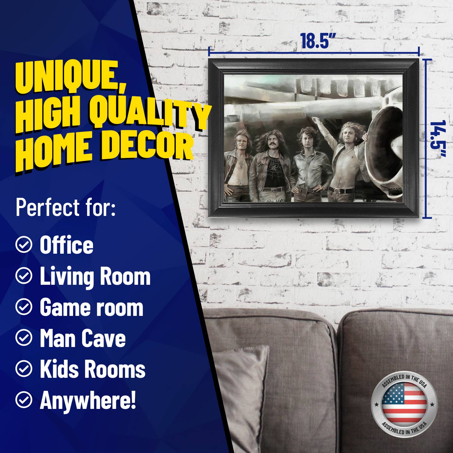 Lentics - Wholesale Art Print - Led Zeppelin Classic Rock Band Framed 3D Lenticular Art2