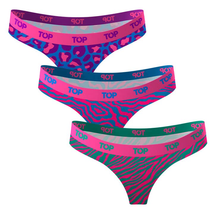 Women Thong Panties Cotton Blend 3-Pack Neon Collection for wholesale by TOP