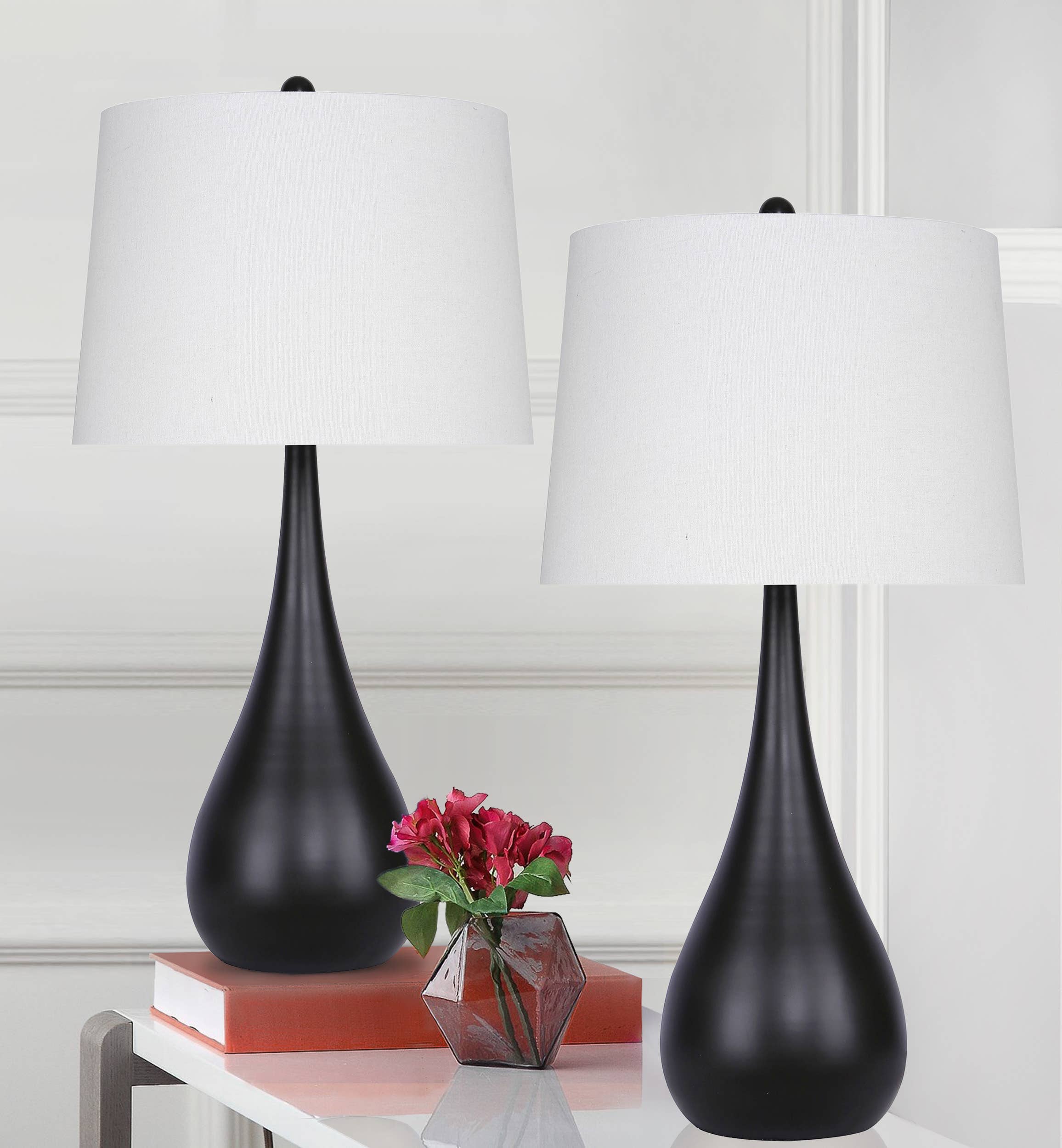 LumiSource and Grandview Gallery - Wholesale Accent/Desk Lamp - 29" Pebble Metal Table Lamps Teardrop Linen Shades (2PK)11