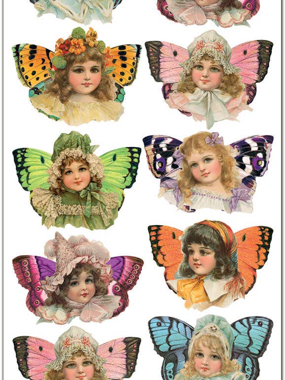P72 Vlinder Victoriaans Meisje Stickers voor wholesale door Violette Stickers