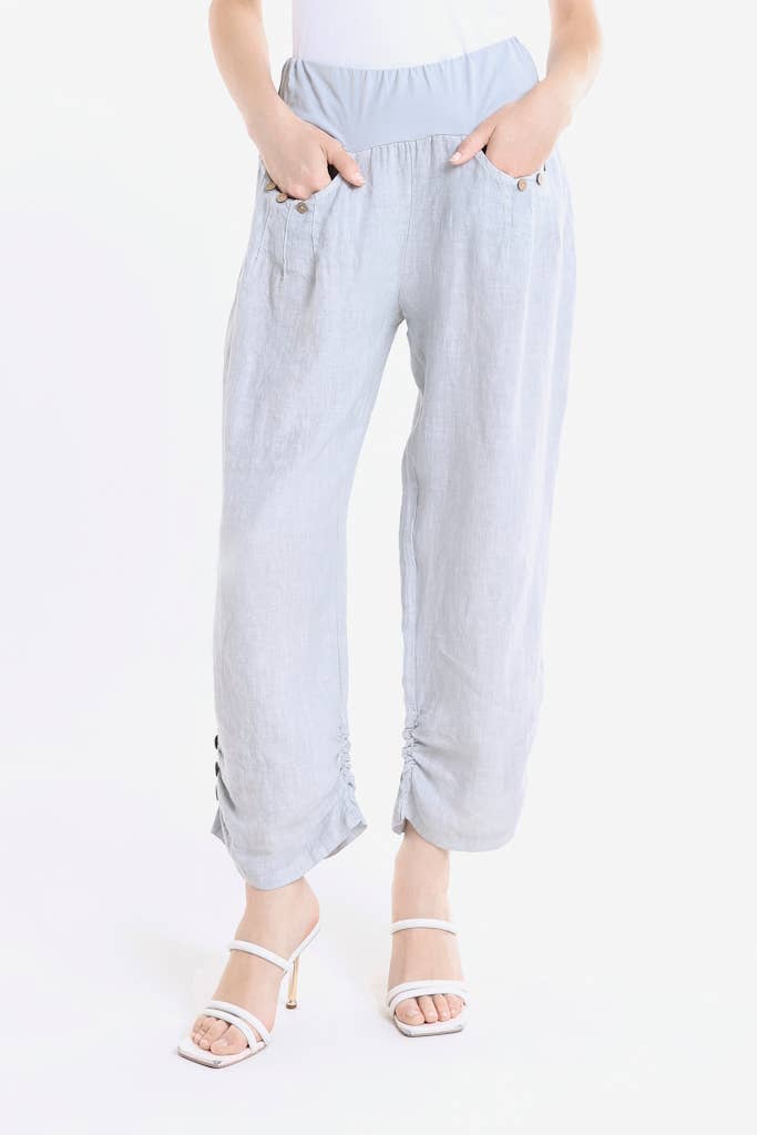 TINA Stephens Italy/Tees By Tina - Vente Pantalon – femme - Pantalon en lin Georgia Side Ruche (PL163)15