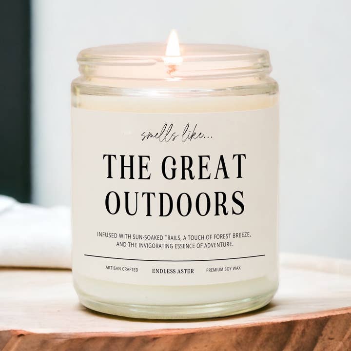 The Great Outdoors - 8, 16 oz Soy Wax Candle, Nature, Hiking for wholesale by Endless Aster