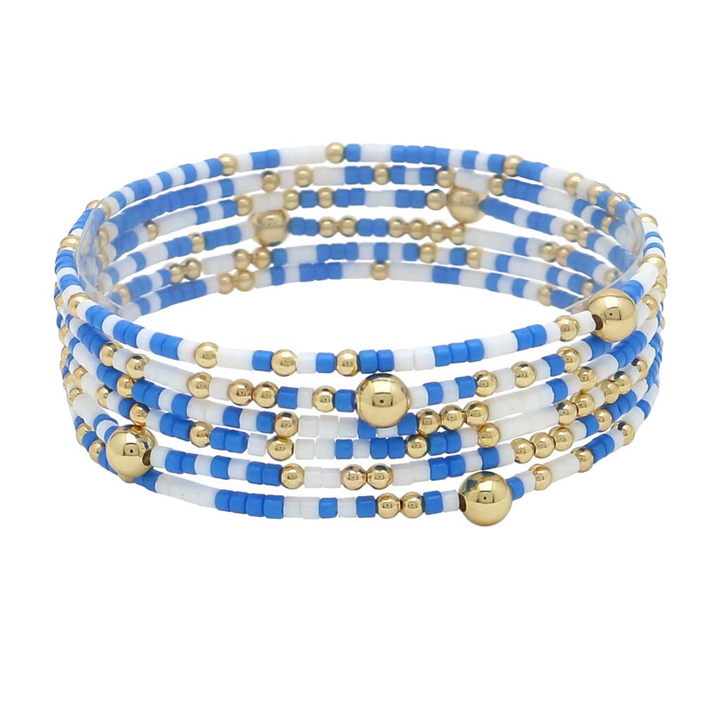 SOPHIA WHOLESALE - Wholesale Jewelry Set - Dainty Multi Layered Beaded Stretch Bracelet Game day0