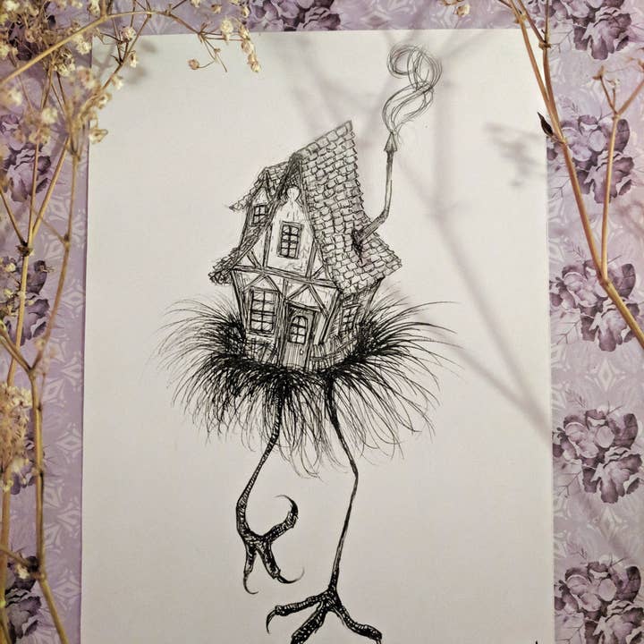 Baba Yaga's Hut - 5x7 Print for wholesale by The Pickety Witch