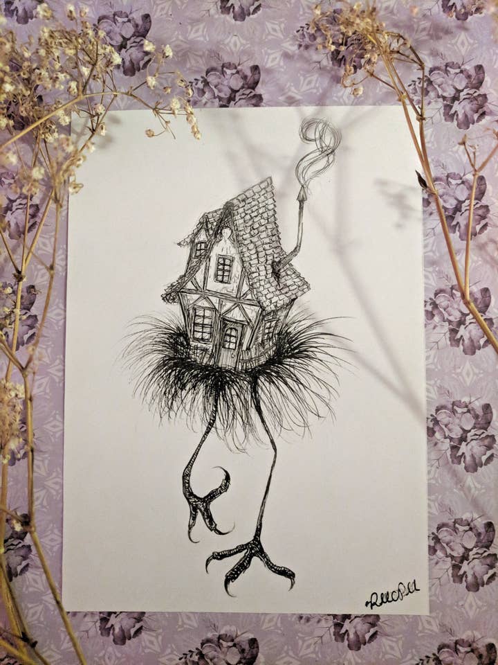 Baba Yaga's Hut - 5x7 Print for wholesale by The Pickety Witch