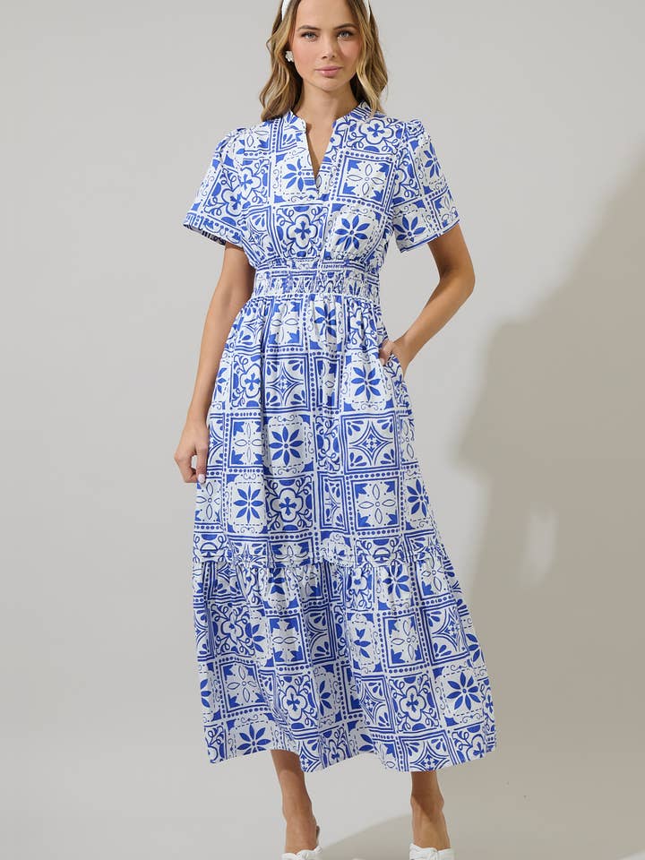 Arbor Floral Belraj Poplin Maxi Dress for wholesale by Sugarlips