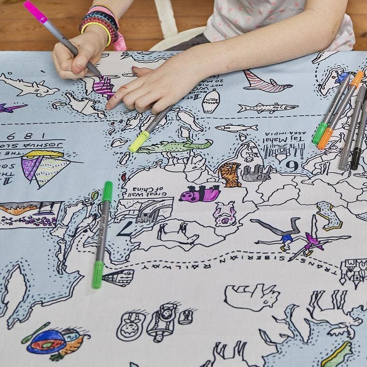 eatsleepdoodle - UK – wholesale Colouring tablecloth – Child & baby – World Map Tablecloth - Colour-In Craft Kit4