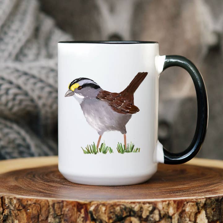 MerikaArt - Wholesale Coffee Mug - White-Throated Sparrow Ceramic Coffee Mug4