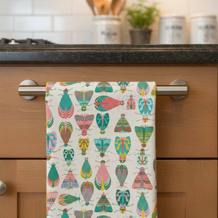 Rebecca Jane Woolbright - Wholesale Tea Towel - Spring Glow Tea Towel – Colorful Moth Linen Kitchen Towel3