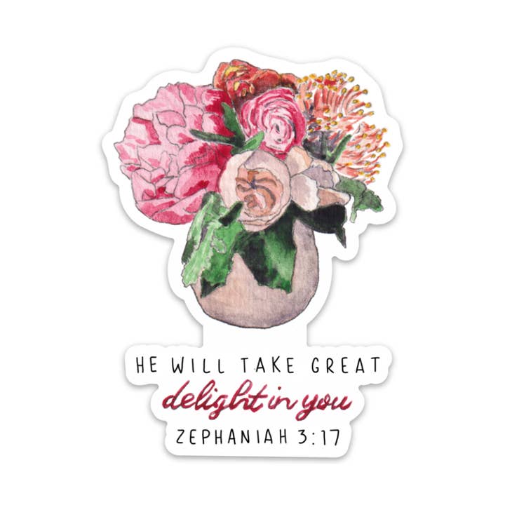 Delight In You Bouquet Sticker for wholesale by She Pens Truth