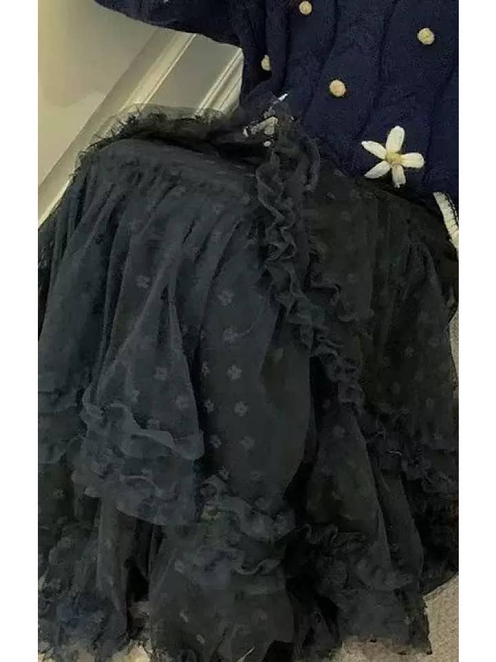 Miss Sparkling - Wholesale Skirt – Women’s - Lace ruffle mesh maxi skirt2