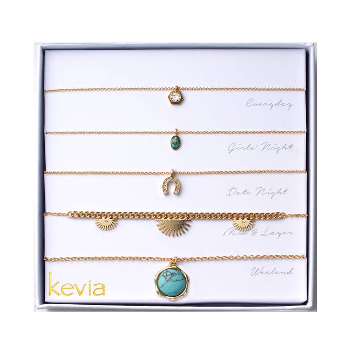 Turquoise Horseshoe Charm Necklace Set for wholesale by Kevia