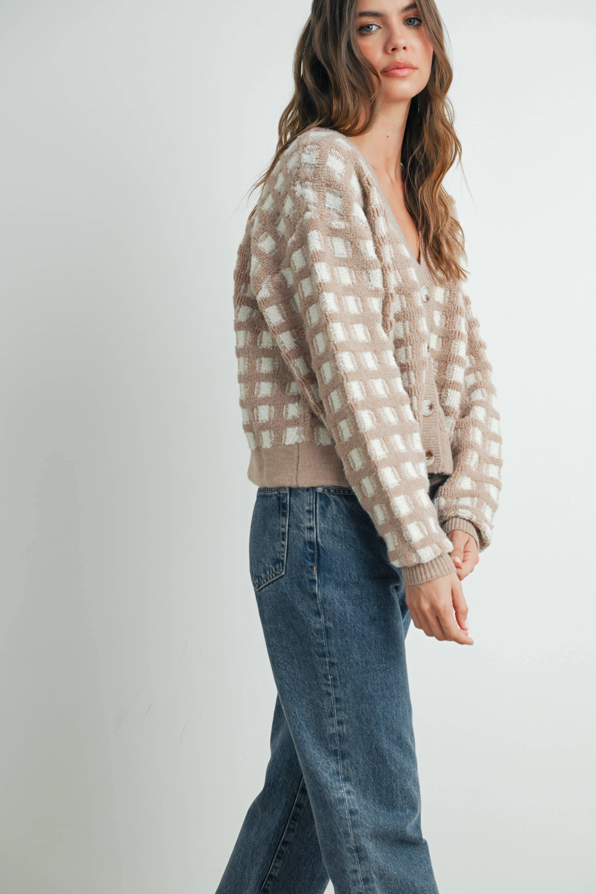 BUTTERMELON – Engroshandel Cardigan - Dame – Cropped V-hals Cardigan - BMC75196