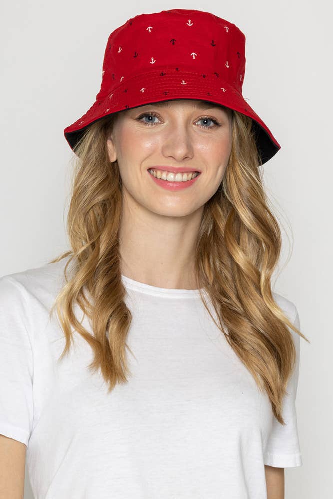 Hana - Wholesale Bucket Hat - Women's - Anchor Pattern Print Bucket Hat3