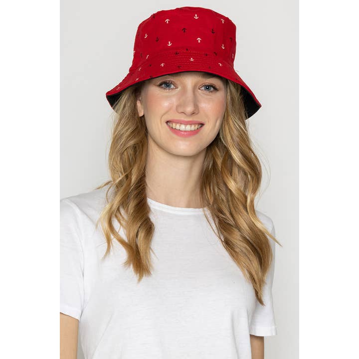 Hana - Wholesale Bucket Hat - Women's - Anchor Pattern Print Bucket Hat3