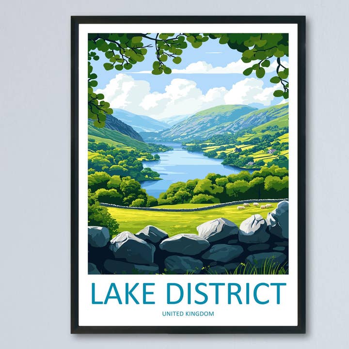 Impresión del Distrito de los Lagos Decoración del Hogar del Distrito de los Lagos Impresión de Arte Paisajístico del Distrito de los Lagos Arte de Pared del Distrito de los Lagos Regalo para Amantes de la Naturaleza Colgante de Pared del Distrito de los Lagos para venta al por mayor de TravelzonaArt