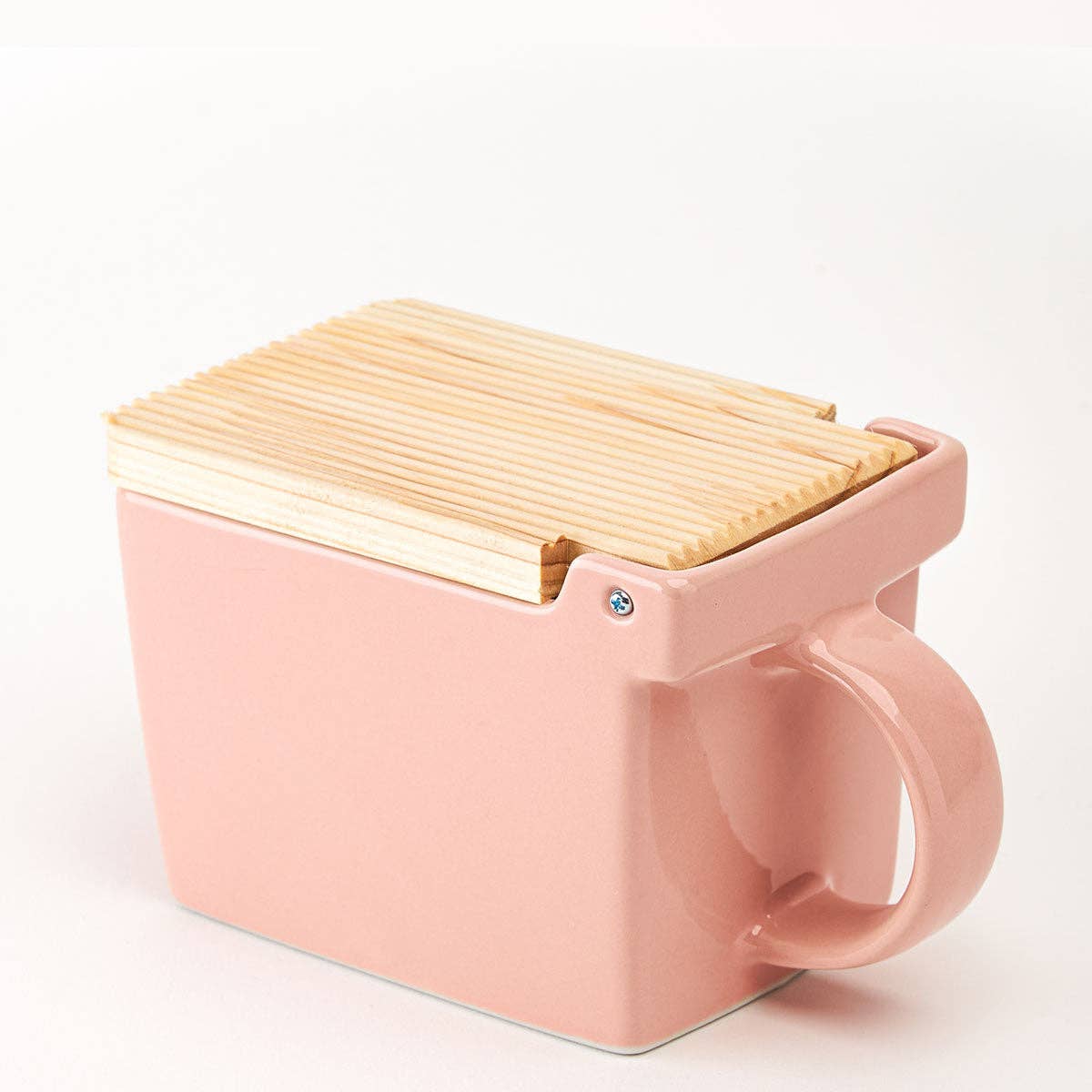 ZERO JAPAN USA - Wholesale Salt & Pepper Shaker Set - Bee House Ceramic Salt Box With Wooden Lid - Pink3