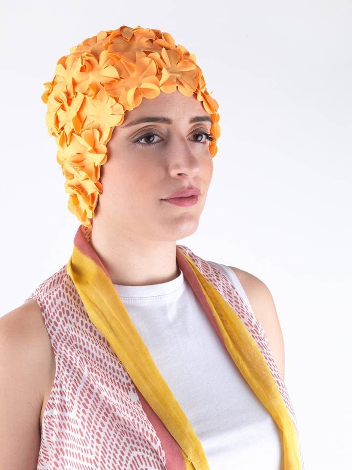 Cuffia da nuoto vintage arancione per la vendita all'ingrosso da parte di KORES ACCESSORIES