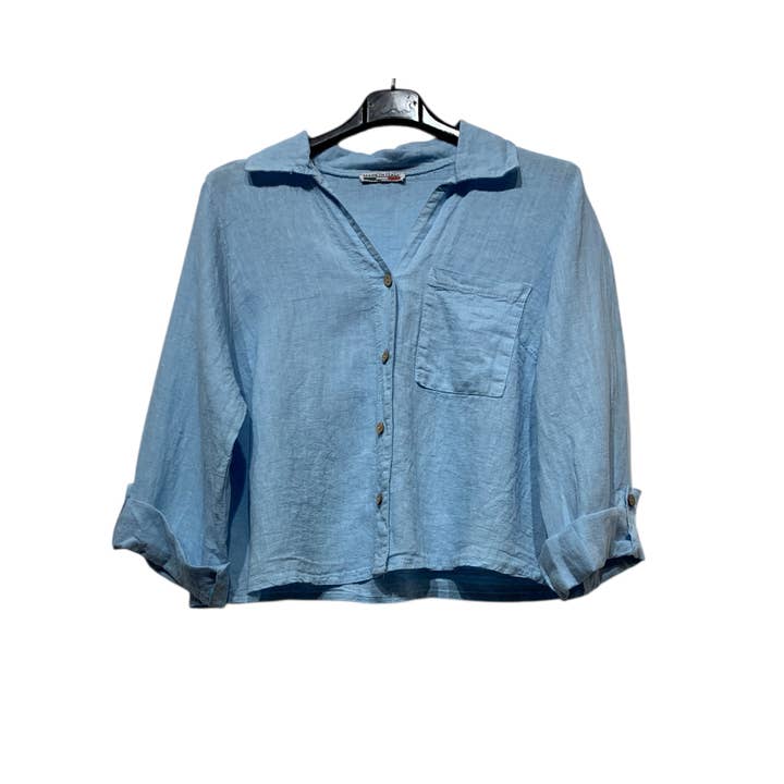 LINEN & COTTON HOUSE - Wholesale Buttoned-down shirt – Women's - 6235 SHORT LINEN SHIRT WITH FRONT POCKET7