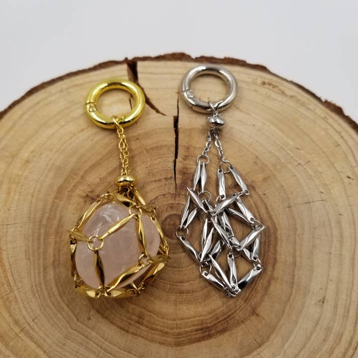 CHAKRA JEWELRY - Wholesale Keychain - Women's - Interchangeable Macramé Cage Keychain Without Stone2