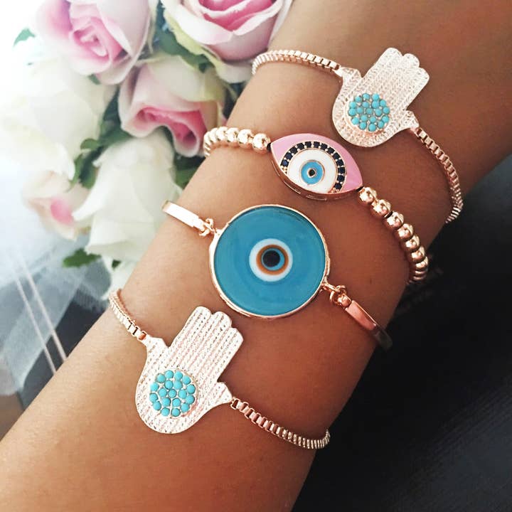 Evileyefavor - Wholesale Jewelry Set - Rose Gold Bracelet Set, Evil Eye Hamsa Bracelet6